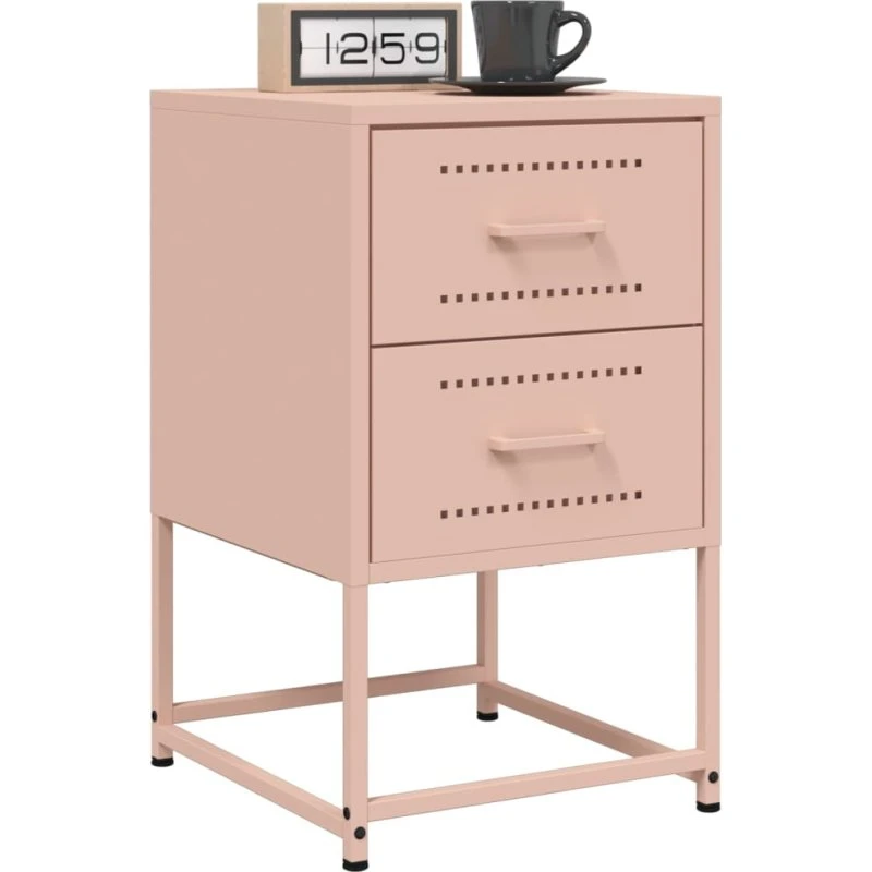 Sengeborde i stål 2 stk. 36×39×60,5 cm – lyserød