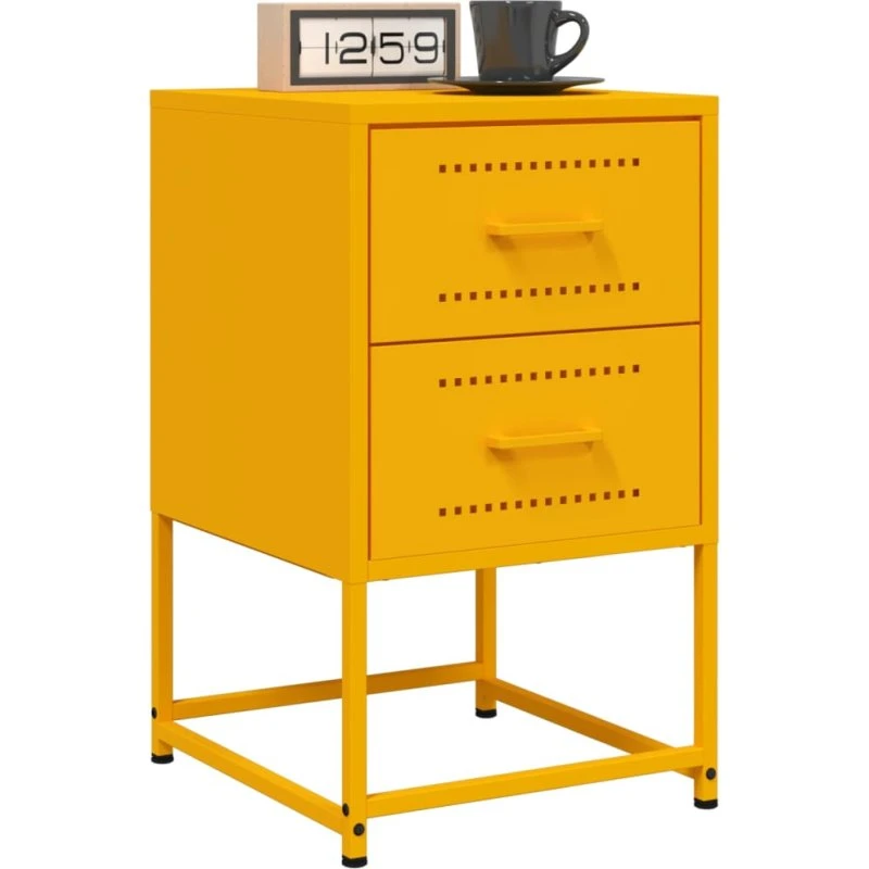 Sengeborde i stål 2 stk. 36x39x60,5 cm – sennepsgul