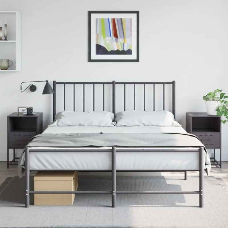 Sengeborde i stål 2 stk. 36x39x60,5 cm – Sort