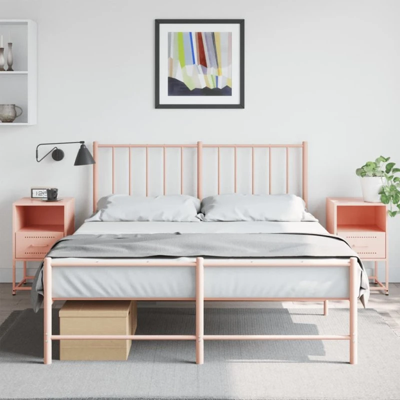 Sengeborde i stål 2 stk. 36x39x60,5 cm – lyserød