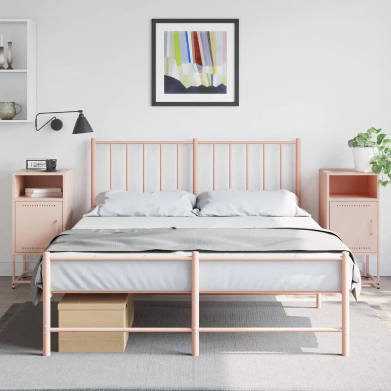 Sengeborde 2 stk. 36x39x78 cm - Stål, lyserød