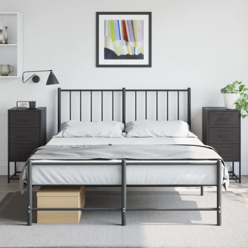 Sengeborde i stål 2 stk. 36x39x78 cm – sort