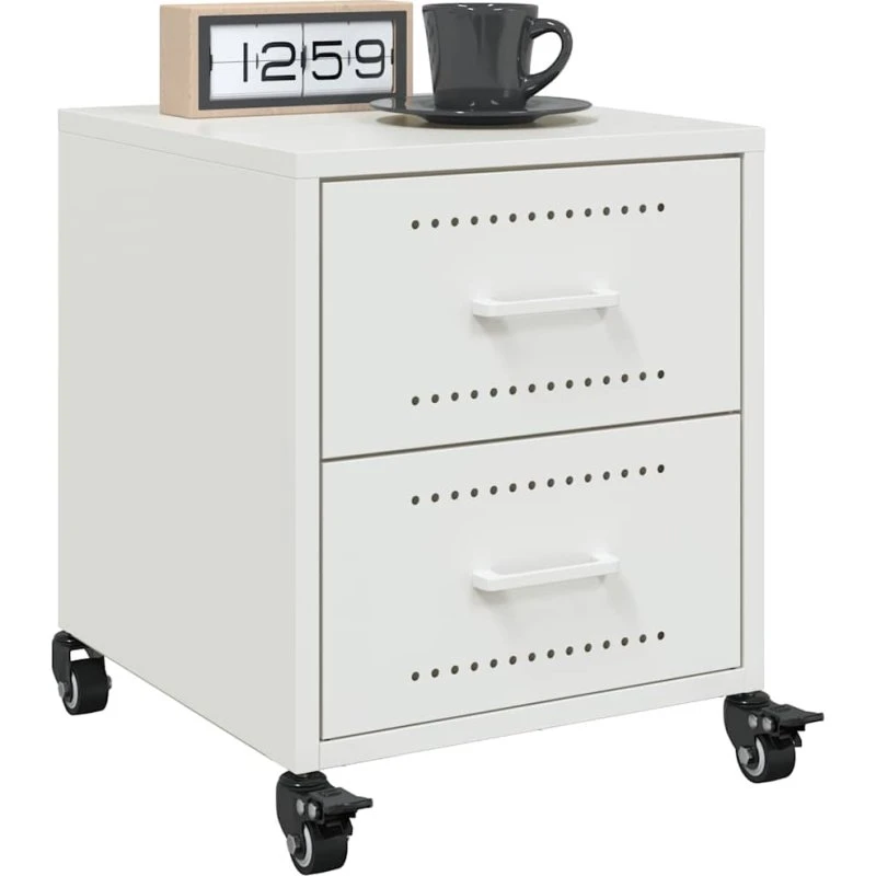 Sengeborde 2 stk. 36x39x43,5 cm - hvidt stål