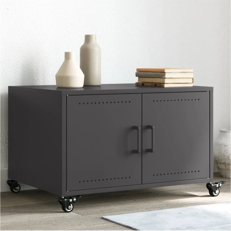 Sort sofabord i koldvalset stål 68x50x43,5 cm