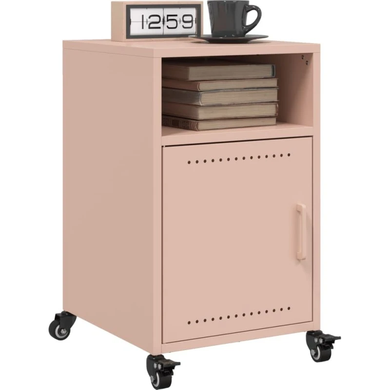 Sengeborde 2 stk. 36x39x59 cm i lyserødt stål