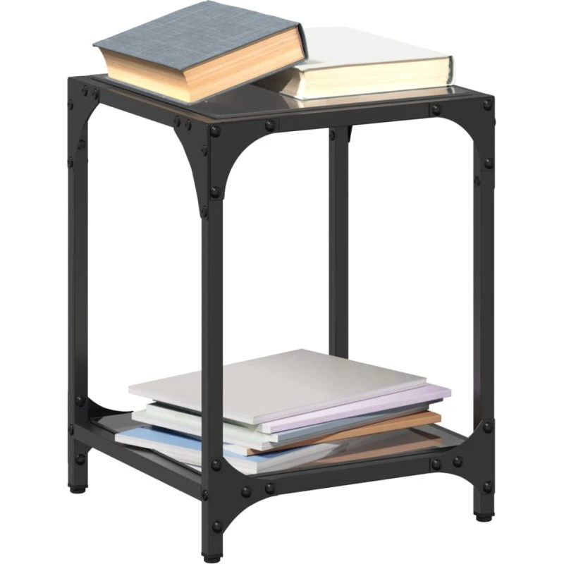Sofaborde 2 stk med sort glastop 30x30x40 cm