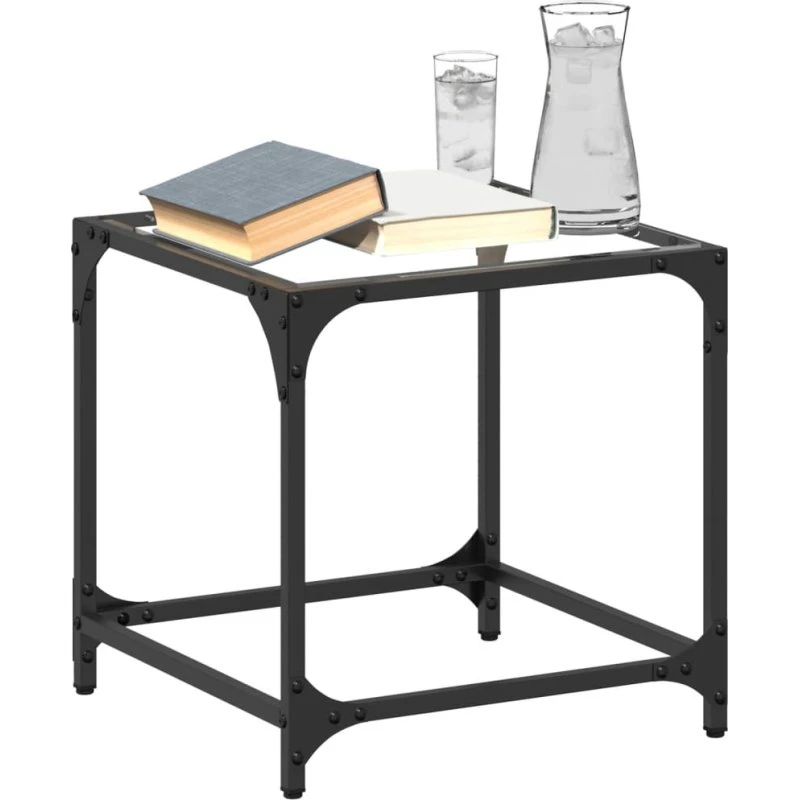 Sofaborde i sæt 2 med transparent glastop 40x40x40 cm