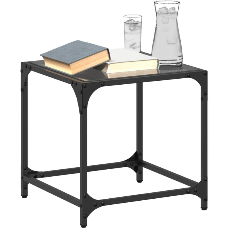 Sofaborde 2 stk 40x40x40 cm – sort glastop & stål