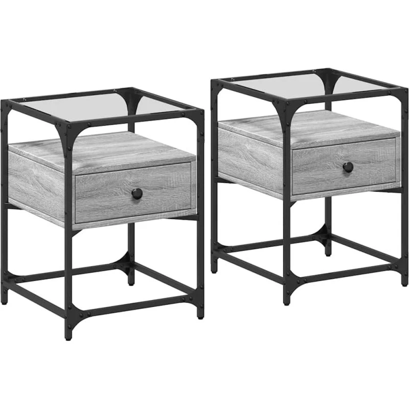 Sengeborde 2 stk. 40x40x55 cm - Sonoma eg (konstrueret træ)