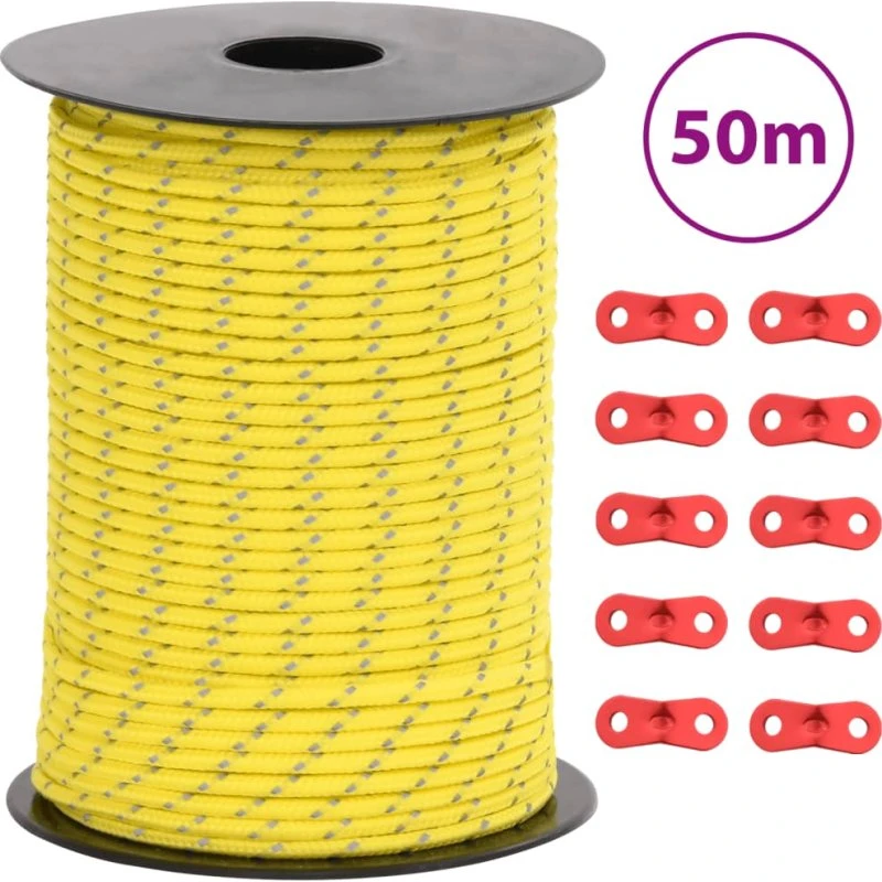 Selvlysende bardunline 50 m x 3 mm med bardunspænder
