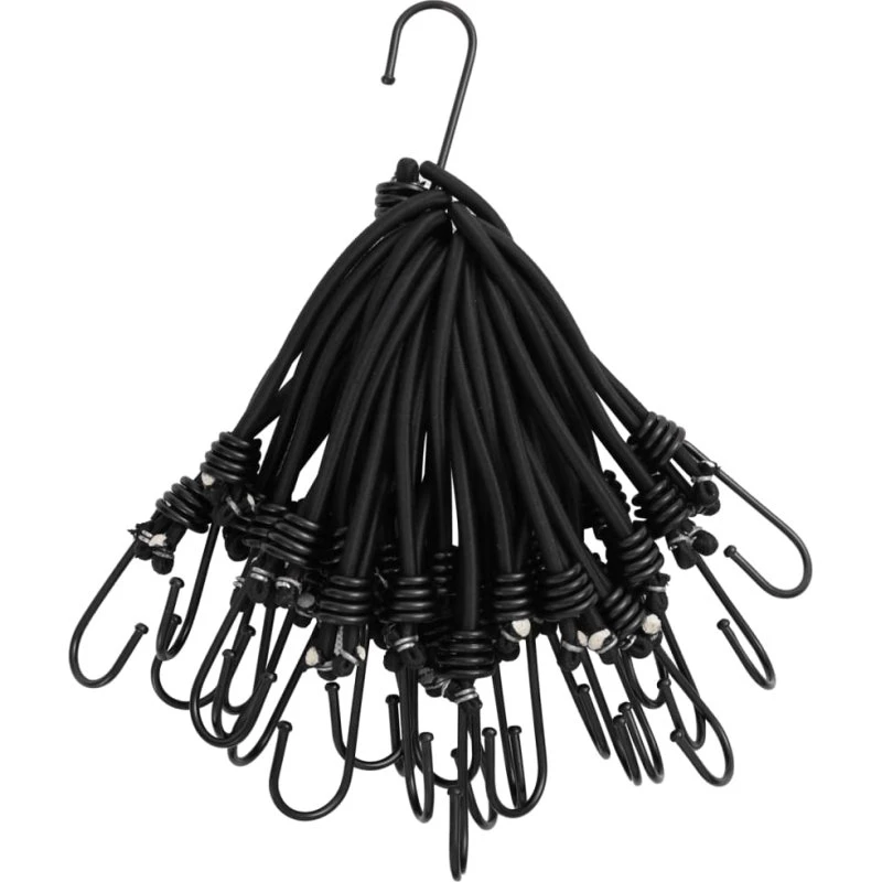 Elastiksnore med kroge 25 stk, 17 cm