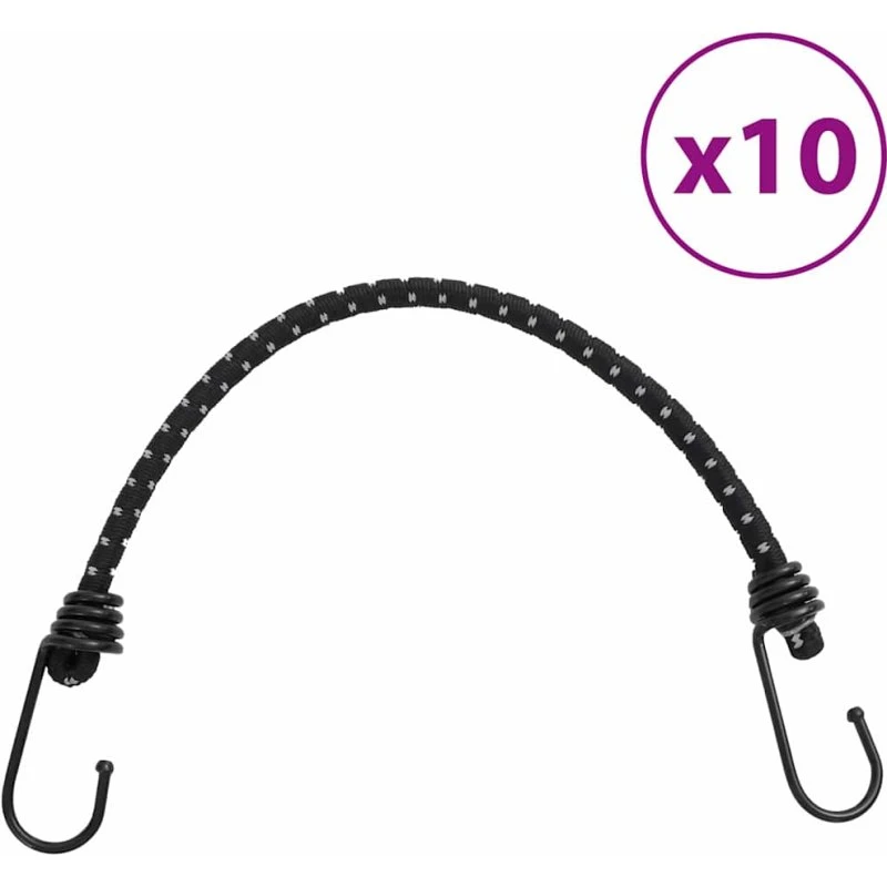 Elastiksnore 10 stk med refleks & kroge 46 cm