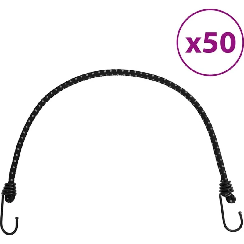 Elastiksnore 50 stk med refleks & kroge 59 cm