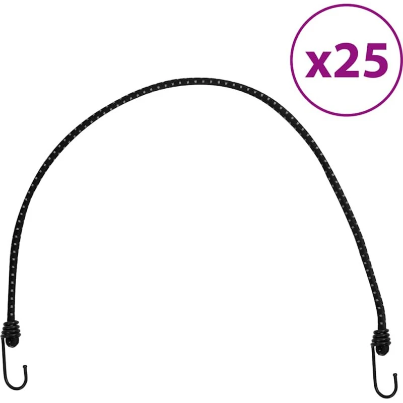Elastiksnore 25 stk. med refleks og kroge 88 cm