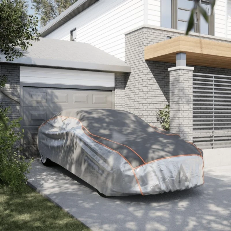 Bilovertræk til sedan str. L — haglbeskyttelse grå/sølv