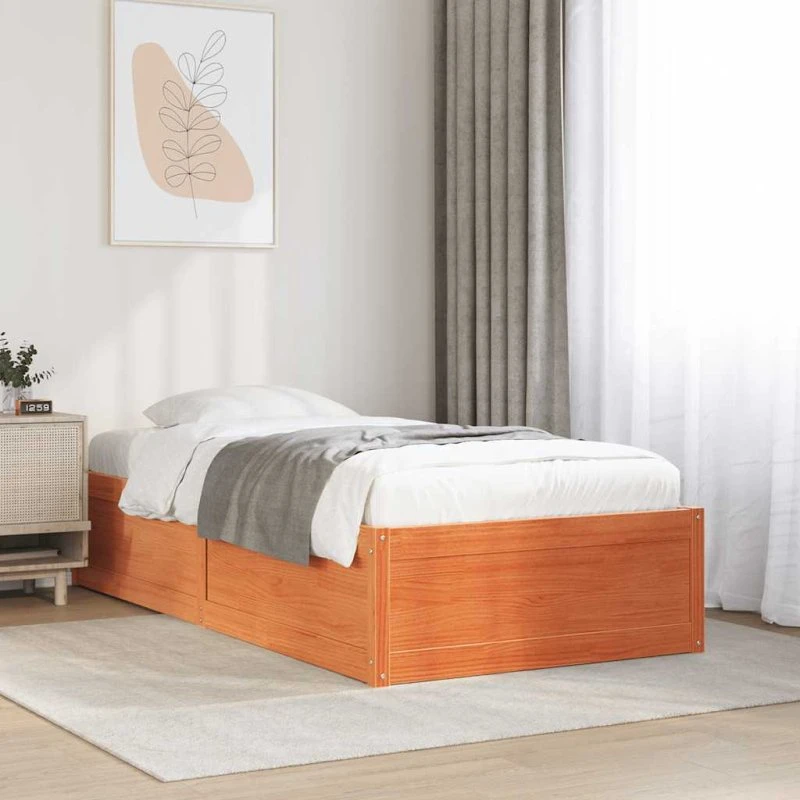 Sengeramme 90x200 cm i massivt fyrretræ - gyldenbrun