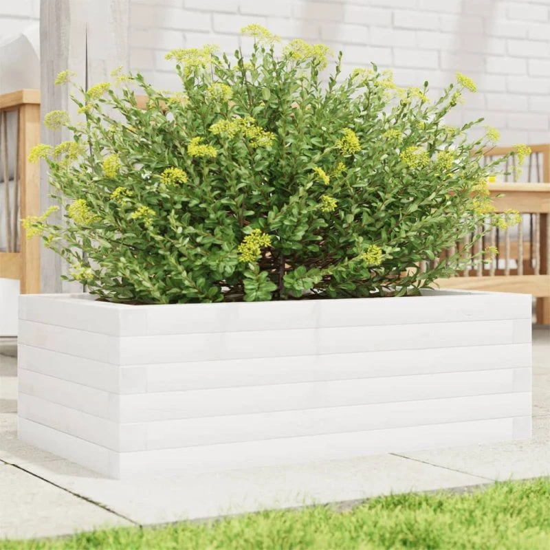 Plantekasse i massivt fyrretræ 70x40x23 cm - Hvid