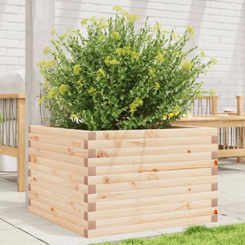 Plantekasse i massivt fyrretræ 70x70x45,5 cm