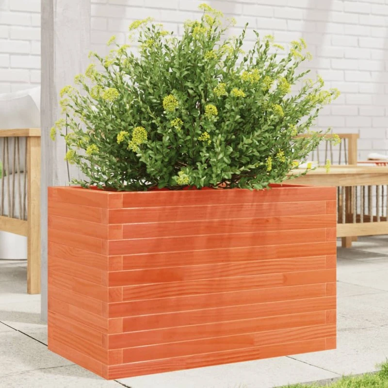 Plantekasse i massivt fyrretræ 70x40x45,5 cm - gyldenbrun