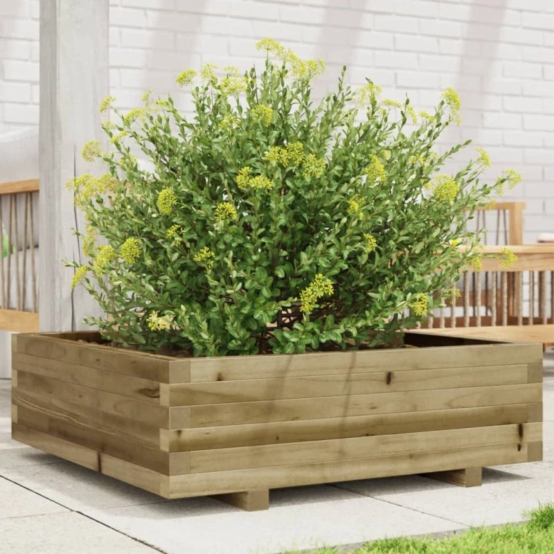 Plantekasse i imprægneret fyrretræ 80x80x26,5 cm