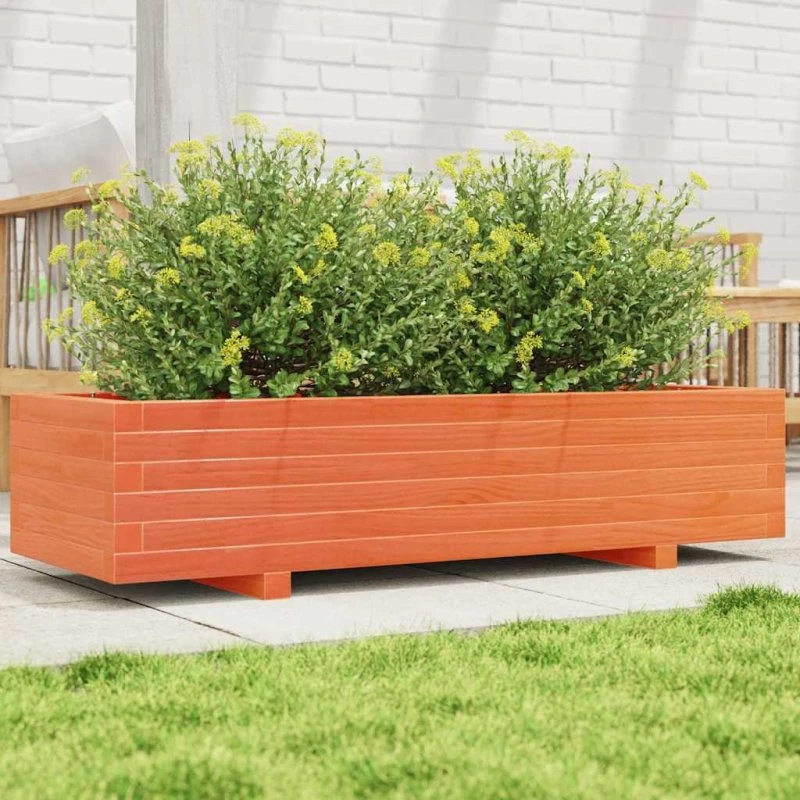 Plantekasse i massivt fyrretræ 110x40x26,5 cm - gyldenbrun