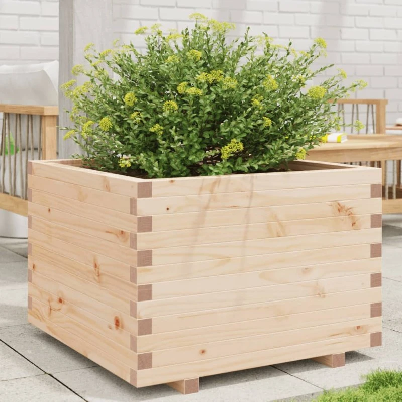 Plantekasse i massivt fyrretræ 70x70x49,5 cm