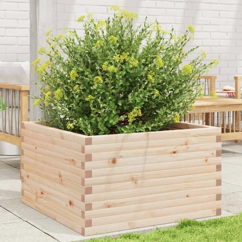 Plantekasse i massivt fyrretræ 80x80x46 cm