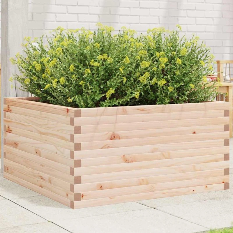 Plantekasse i massivt fyrretræ 90x90x46 cm