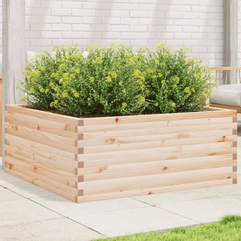 Plantekasse i massivt fyrretræ 110x110x46 cm