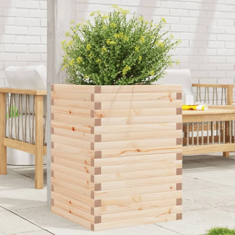 Plantekasse i massivt fyrretræ 50x50x68,5 cm