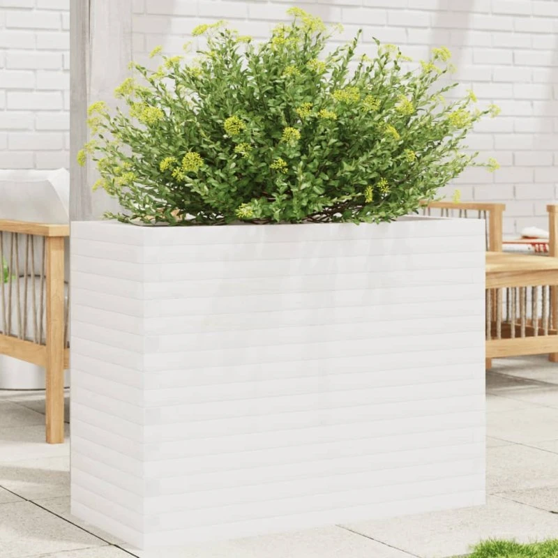 Plantekasse 90x40x68,5 cm i massivt fyrretræ - hvid