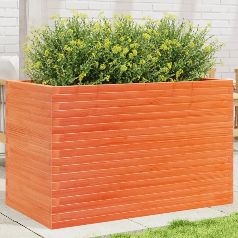 Plantekasse i massivt fyrretræ 110x60x68,5 cm – gyldenbrun