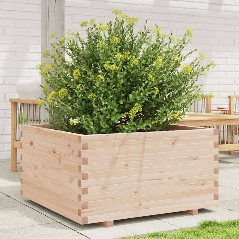 Plantekasse i massivt fyrretræ 90x90x49,5 cm