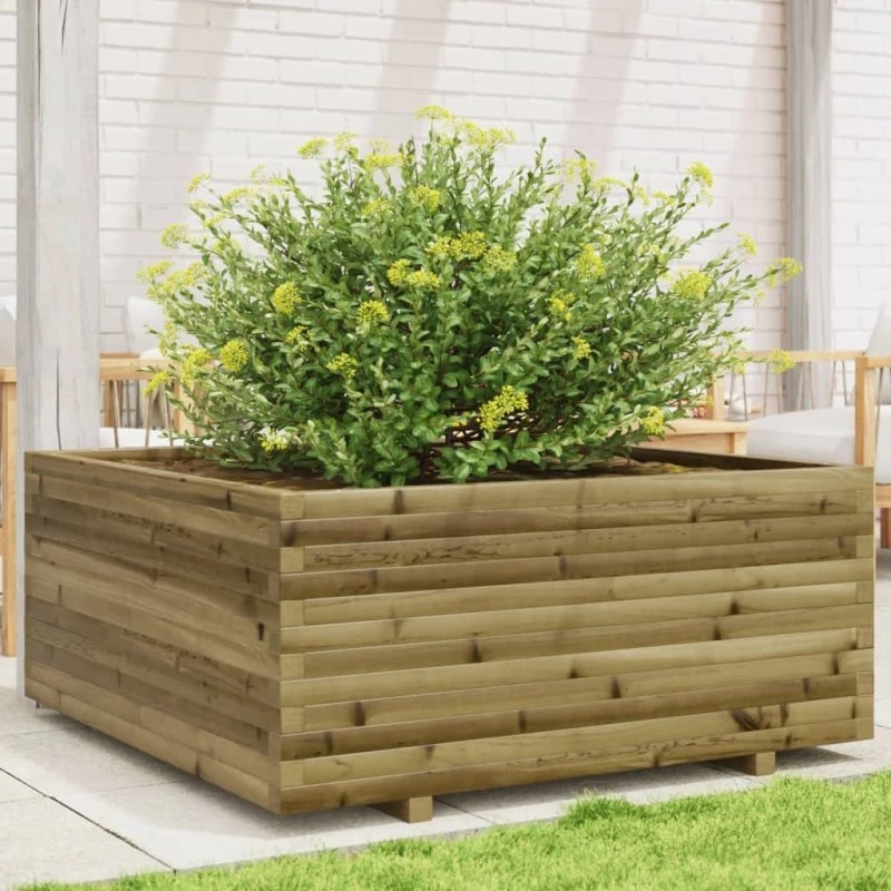 Plantekasse i imprægneret fyrretræ 110x110x49,5 cm