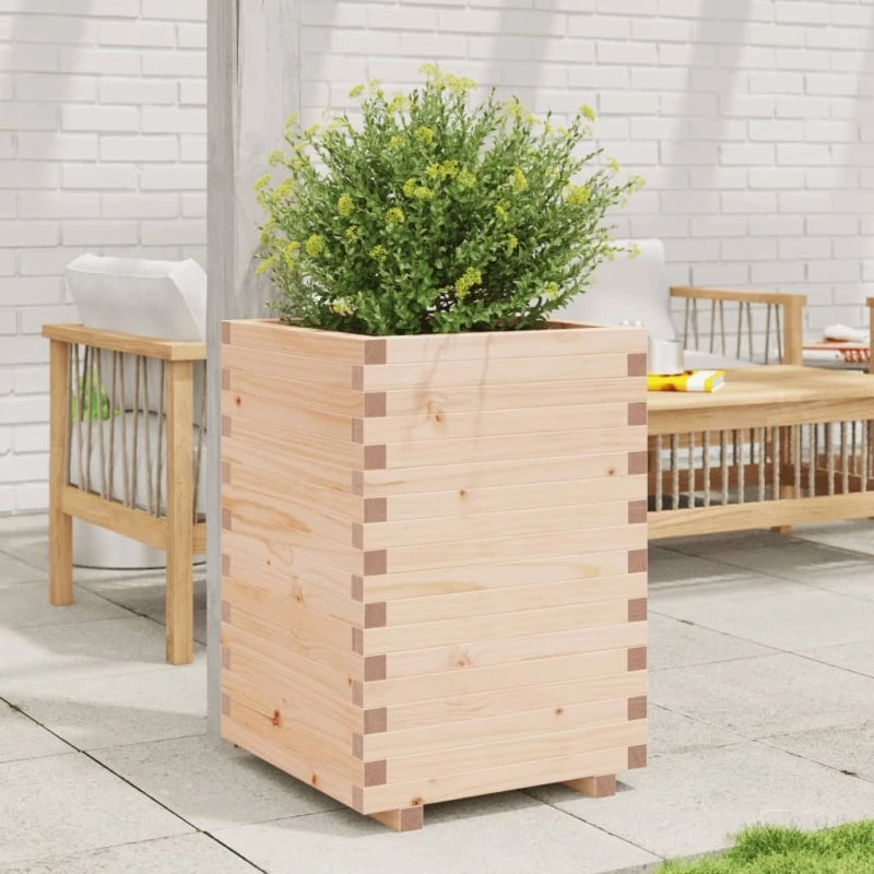 Plantekasse i massivt fyrretræ 50x50x72,5 cm