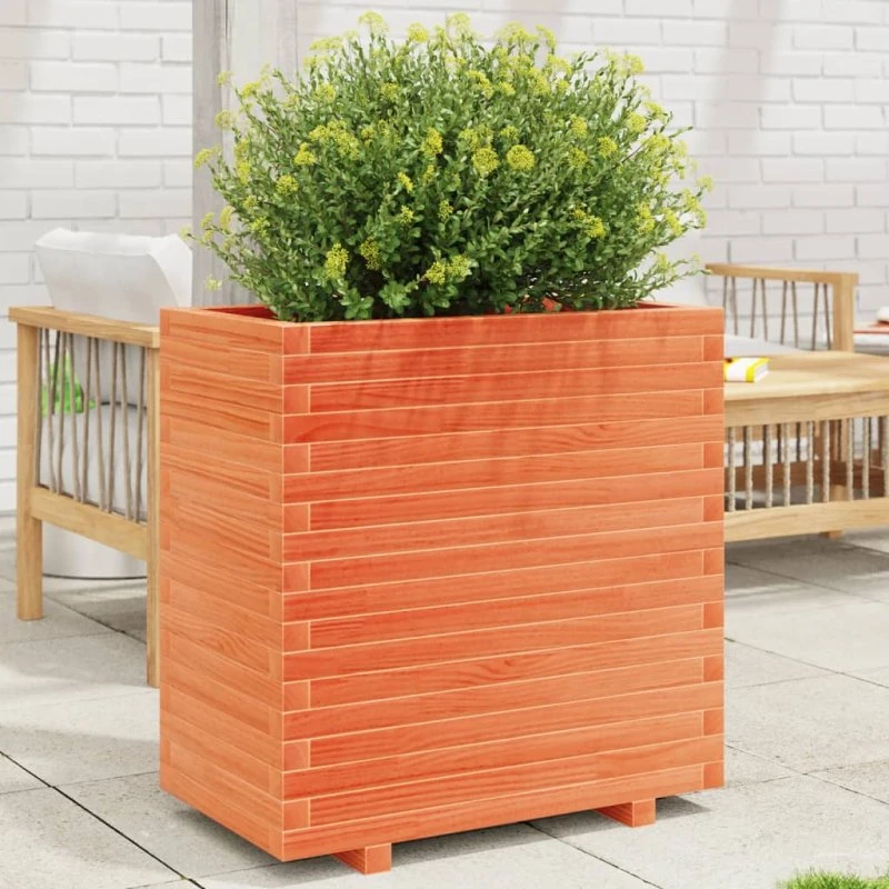 Plantekasse i massivt fyrretræ 70x40x72,5 cm – gyldenbrun