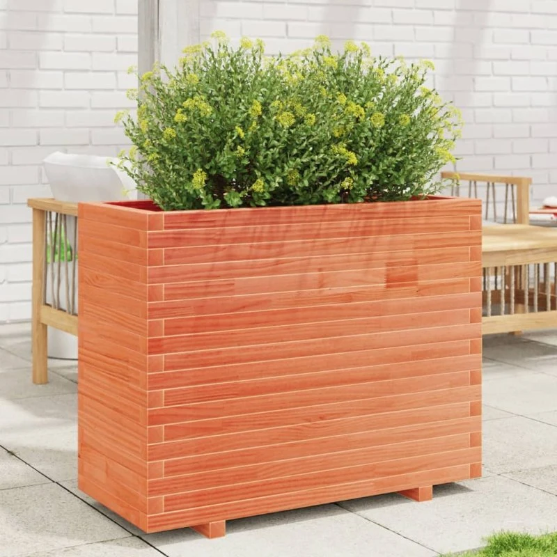 Plantekasse i massivt fyrretræ 90x40x72,5 cm – gyldenbrun