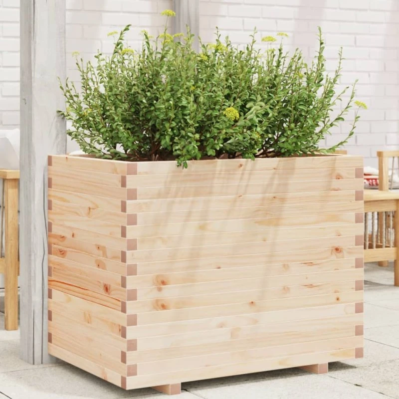 Plantekasse i massivt fyrretræ 90x60x72 cm