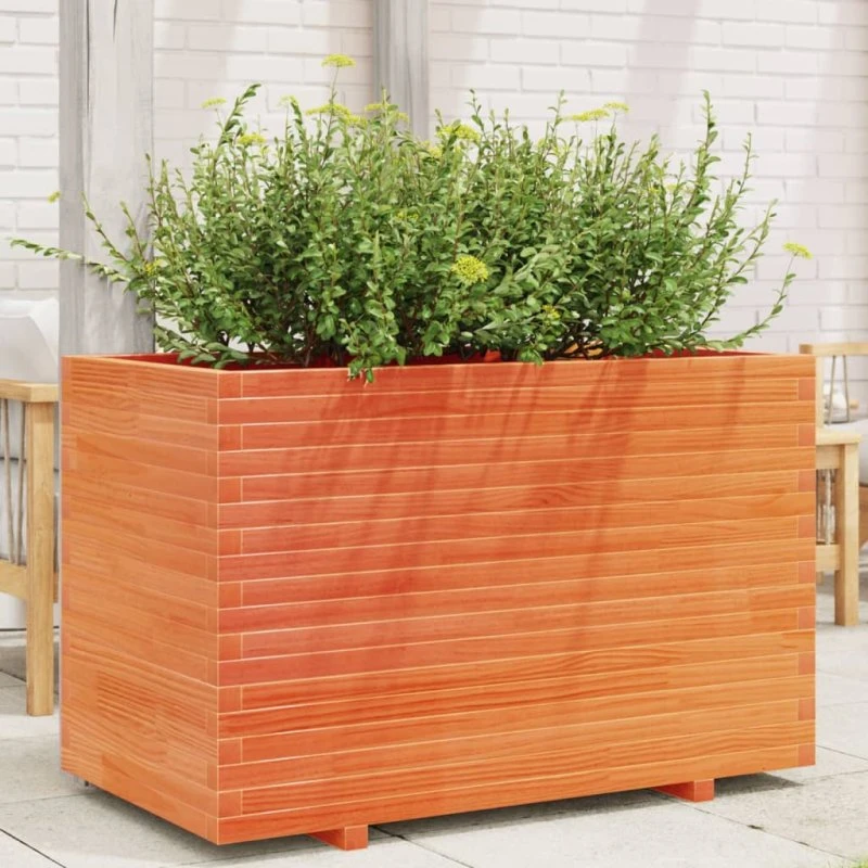 Plantekasse i massivt fyrretræ 110x60x72 cm – gyldenbrun
