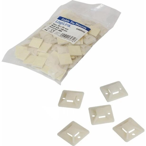 LOGILINK PC-KAB0042 Selvklæbende kabelbindeholder, ABS, natur (max 8mm)