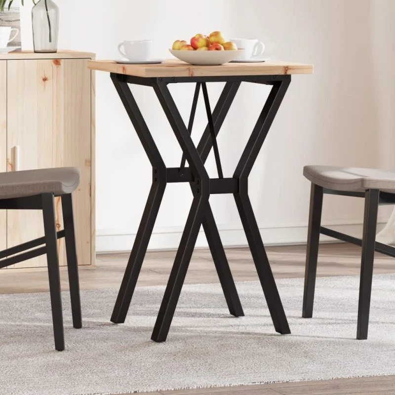 Spisebord 50x50x75,5 cm Y-stel i massivt fyrretræ & stål