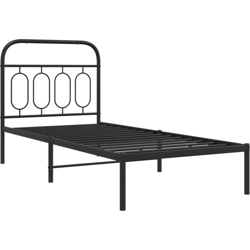 Sengeramme med sengegavl 80x200 cm i sort metal