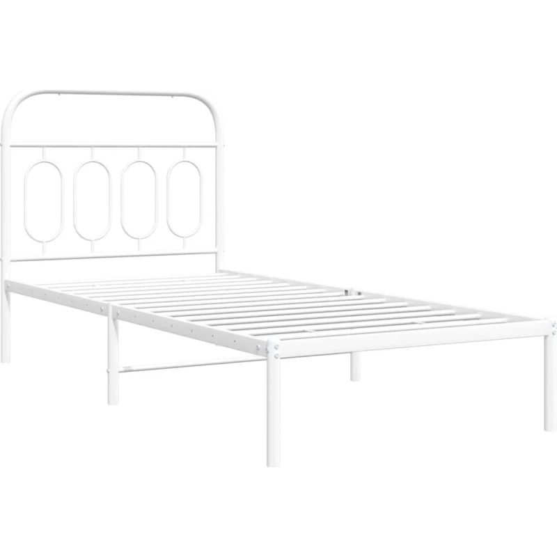 Sengeramme med sengegavl 90x200 cm i hvidt metal