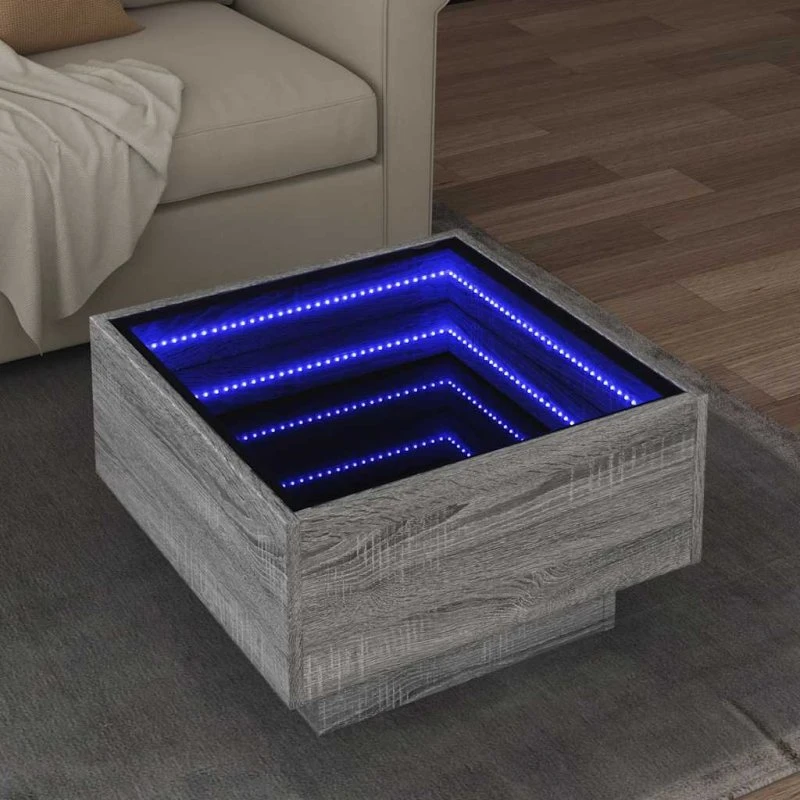 Sofabord med LED 50x50x30 cm - Sonoma Eg