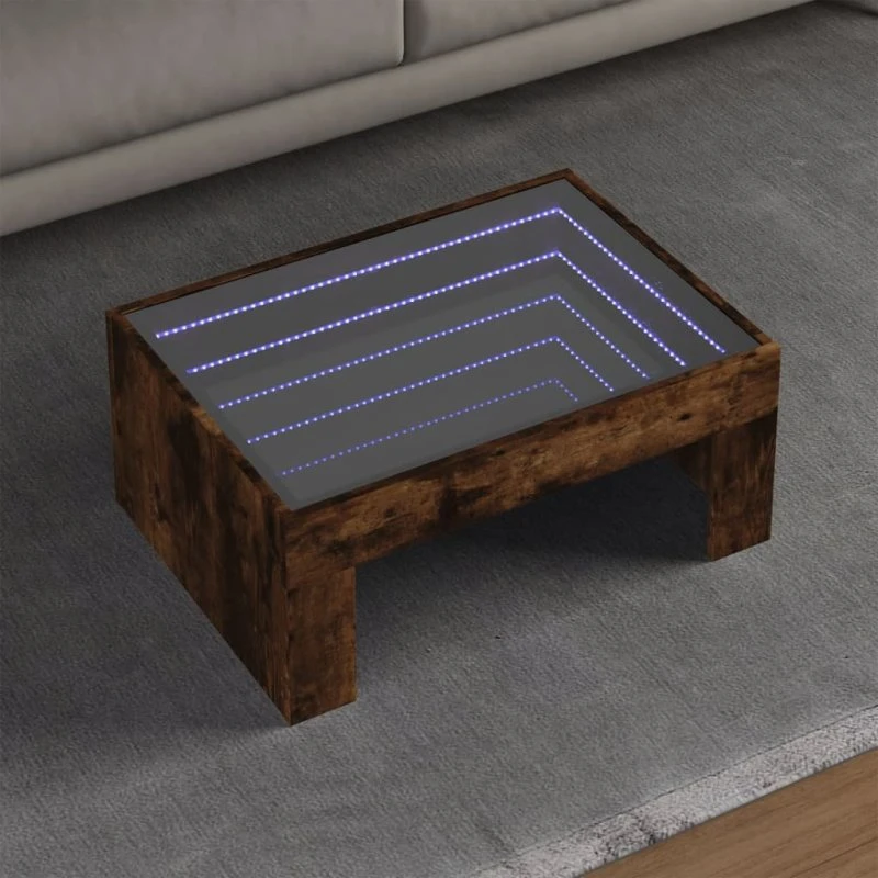 Sofabord 70x50x30 cm med Infinity RGB LED - Røget Eg