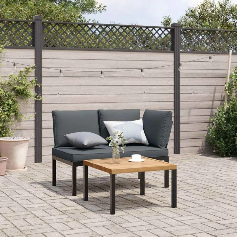 Havesofasæt 2 dele med hynder - Aluminium sort
