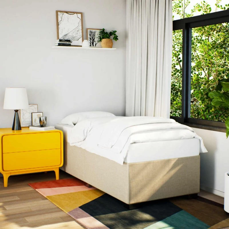 Sengeramme 80x200 cm i creme stof (uden madras)