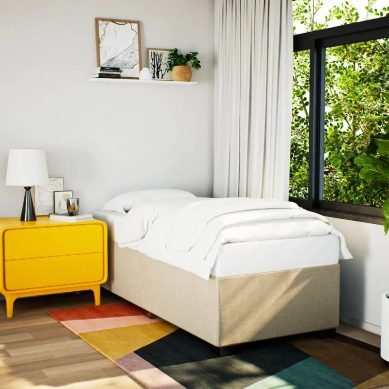 Sengeramme 90x190 cm i creme stof (uden madras)