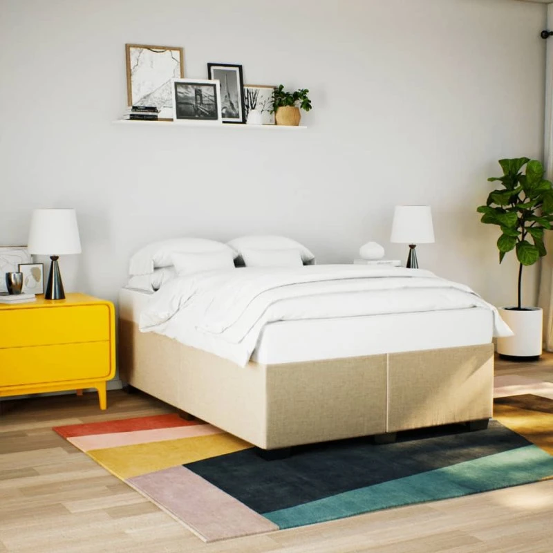 Sengeramme 140x190 cm i creme stof (uden madras)