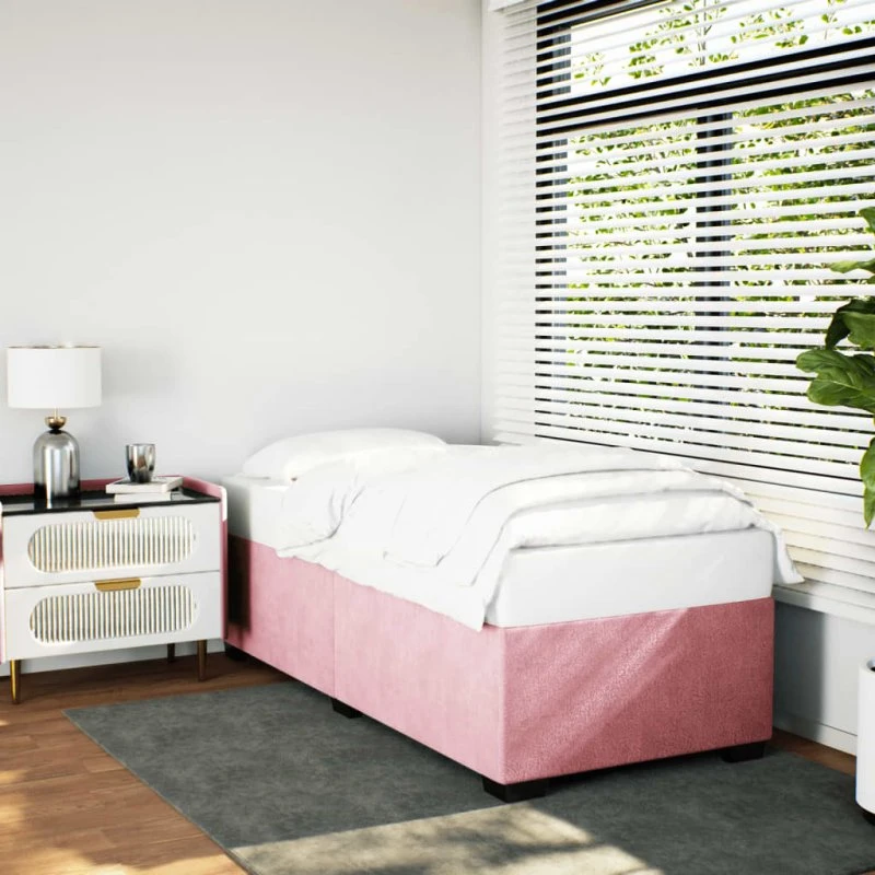 Sengeramme 100x200 cm i pink fløjl